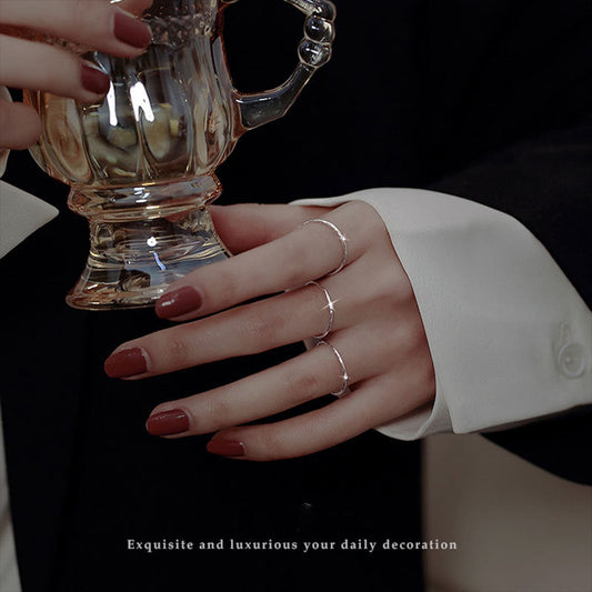 Sier Mini Zircon Simple Rhinestone Fashion Rings