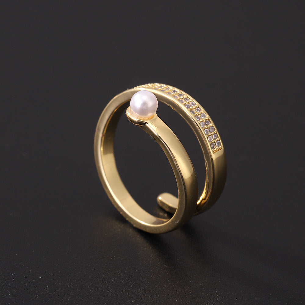 Women's Special Interest Light Luxury Design Pearl Fashion Rings