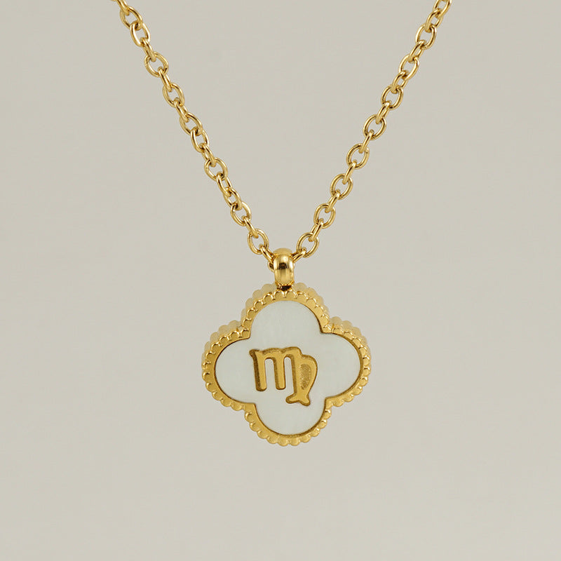 Titanium Steel Clover Shell Constellation Stainless Necklaces