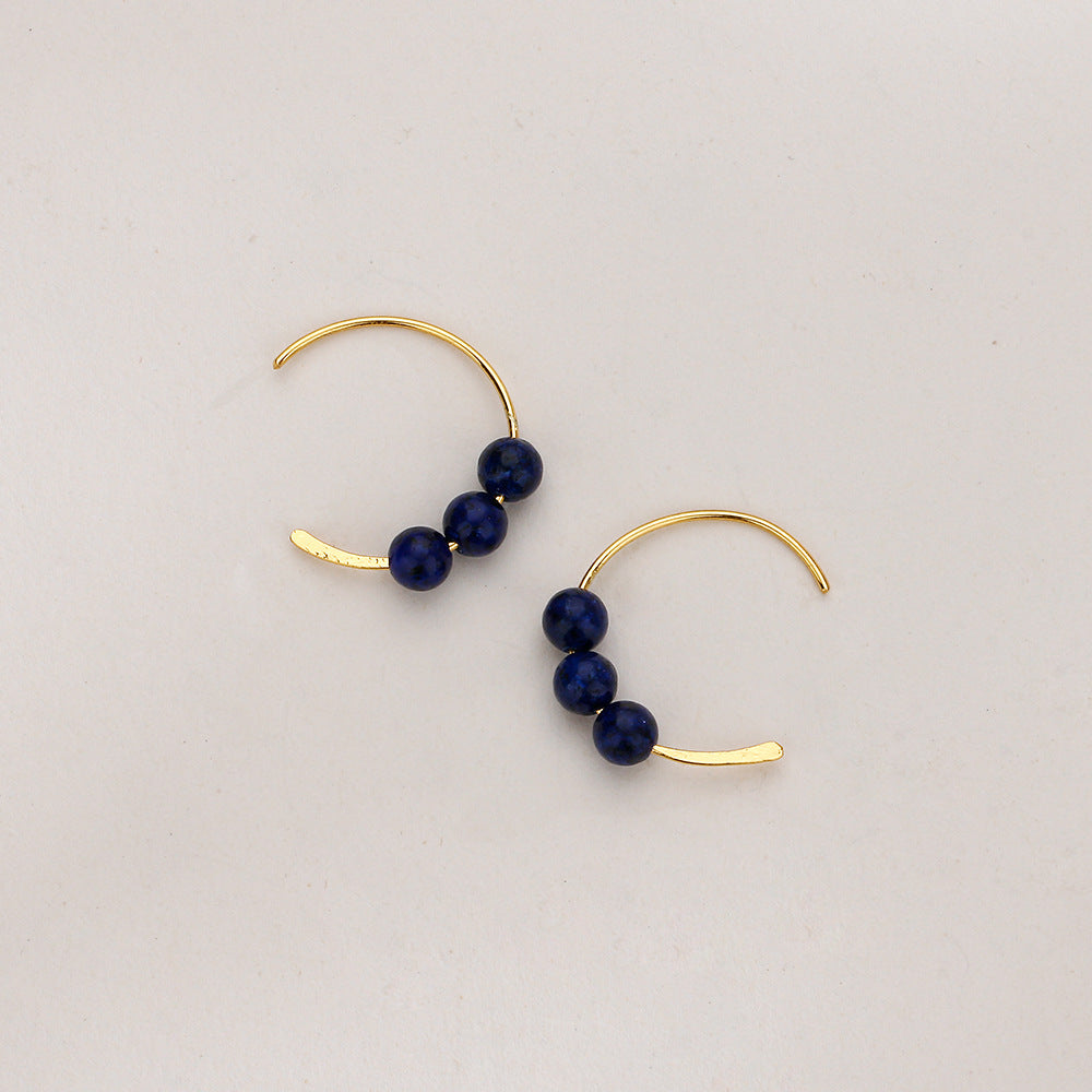 National Style Simple Bean Lucky Beads Ear Small Retro Earrings