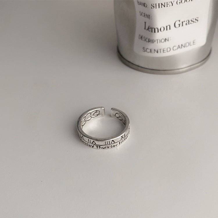 Women's Retro Distressed Geometric Open Trendy Niche Rings