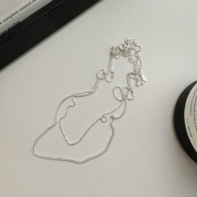 Stackable Flash Bead Simple Style Design Side Clavicle Necklaces