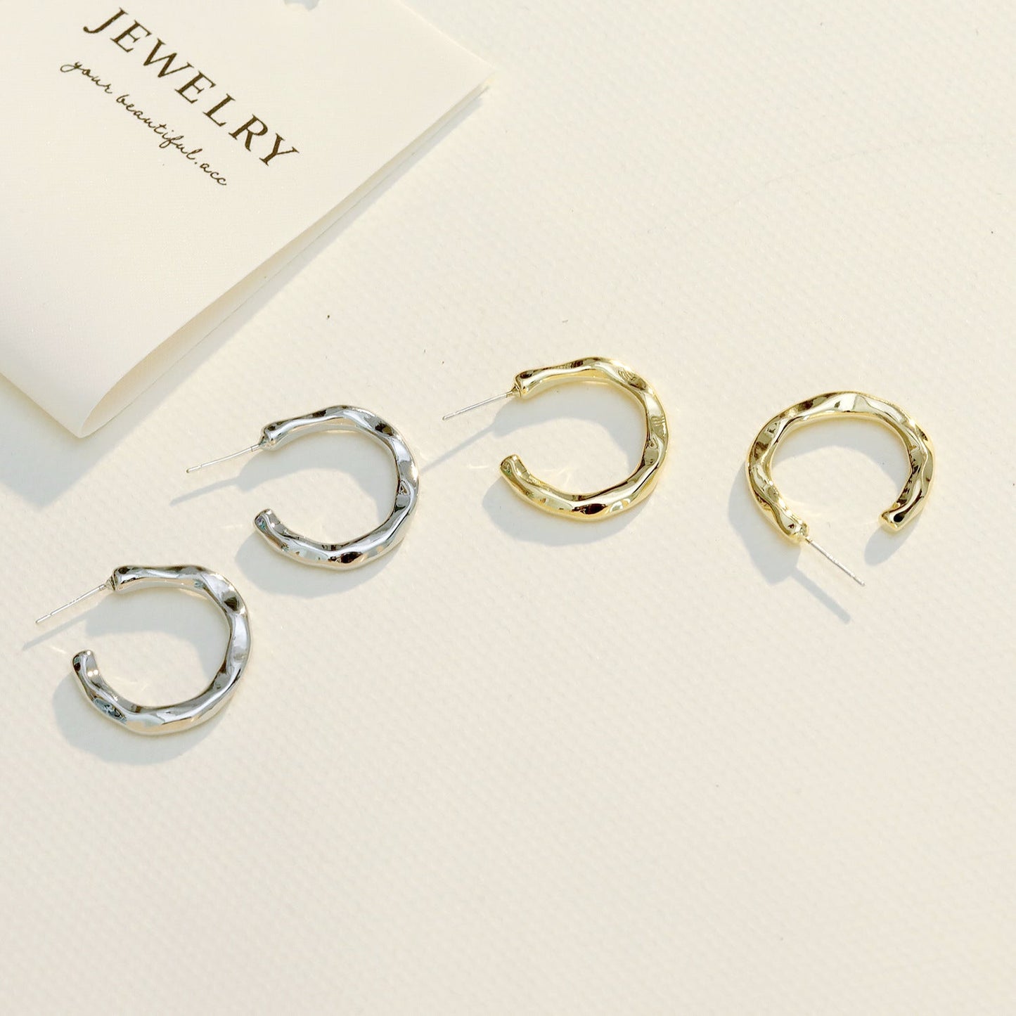 Irregular Pattern Baroque Texture Golden Sier Earrings