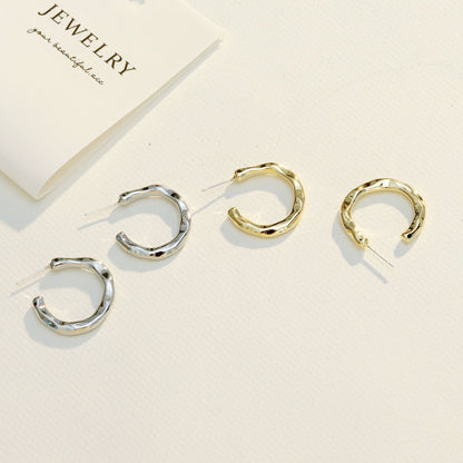 Irregular Pattern Baroque Texture Golden Sier Earrings