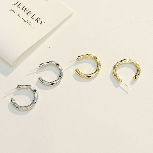 Irregular Pattern Baroque Texture Golden Sier Earrings