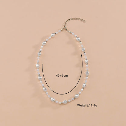 Imitation Pearl Simple Elegant Transparent Crystal Necklaces