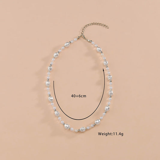 Imitation Pearl Simple Elegant Transparent Crystal Necklaces