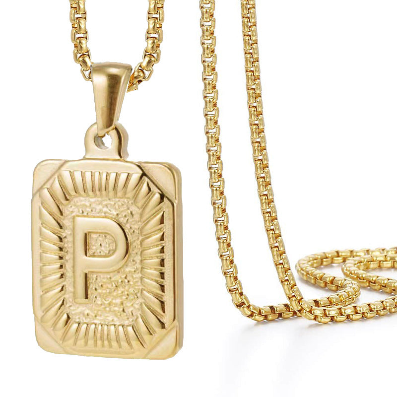 Men's Hip Hop Stainless Steel Simple Golden Necklaces