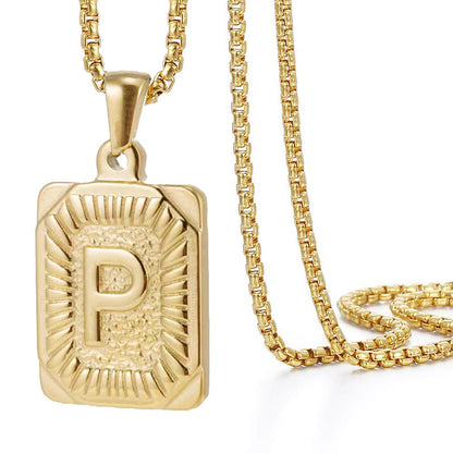 Men's Hip Hop Stainless Steel Simple Golden Necklaces