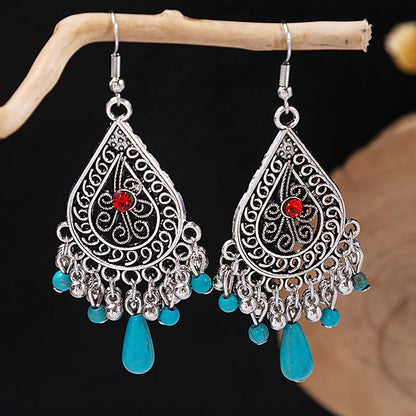 Tassel Turquoise Retro Minority Ethnic Style Earrings