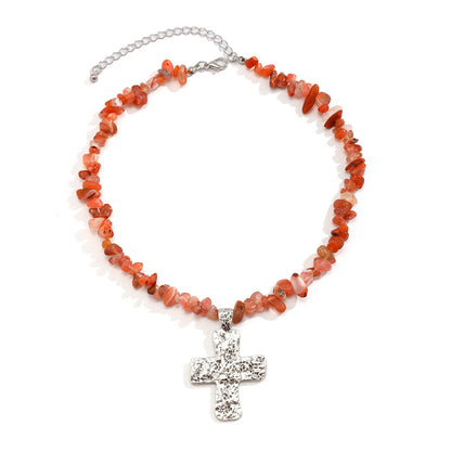 Ornament Irregular Beach Turquoise Cross Simple Necklaces