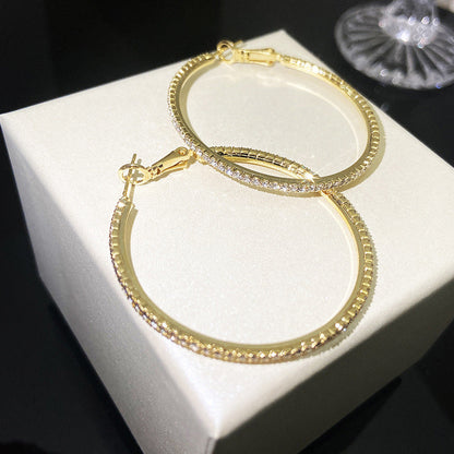 Sier Needle Exaggerated Big Circle Ear Earrings