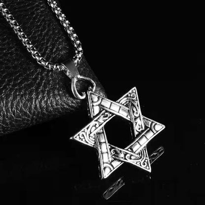 Men's Double-sided Six-pointed Star Alloy Pendant Personalized Necklaces