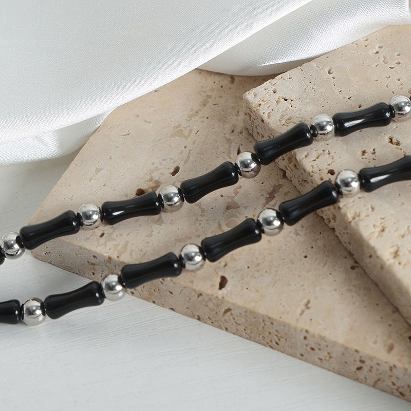 Women's Affordable Luxury High-grade Natural Stone Black Agate Handmade Necklaces