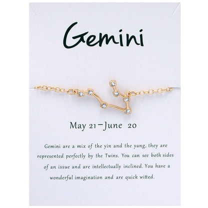 Diamond Twee Constellations Rhinestone Constellation Card Bracelets
