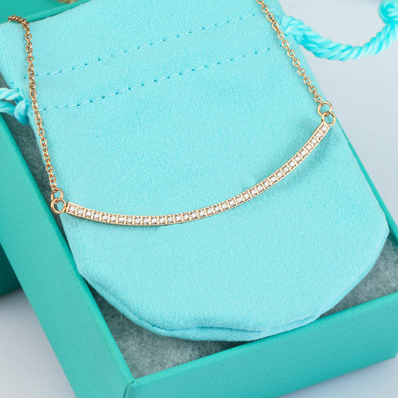 Glossy Full Diamond Smiley Face Pendant Necklaces