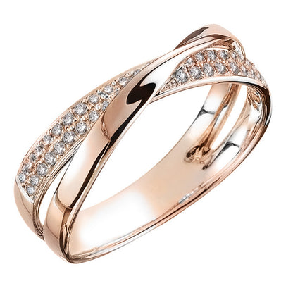 Women's Simple Personality X-shaped Two-color Zircon Copper Rings