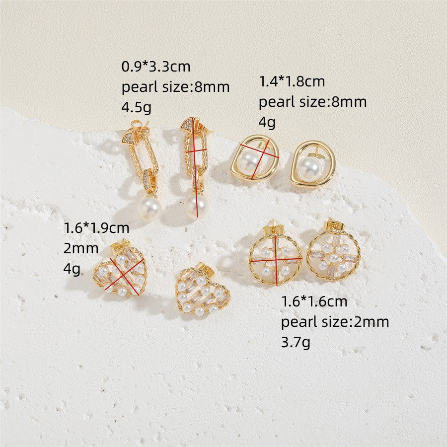 Design Pearl Zircon Elegant Heart Premium Earrings