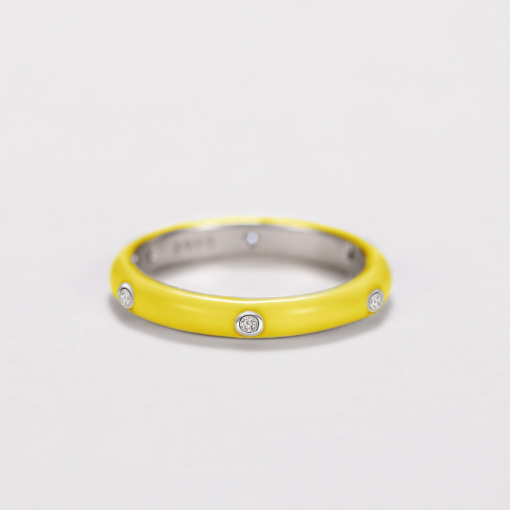 Shi Style Enamel Dripping Rainbow Minimalist Rings