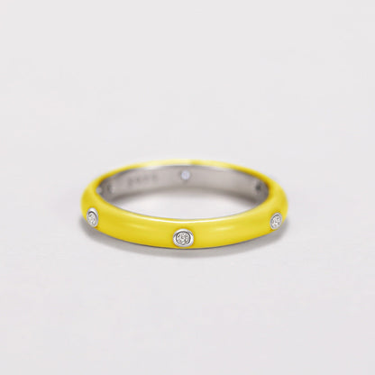 Shi Style Enamel Dripping Rainbow Minimalist Rings