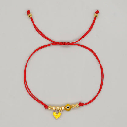 Jewelry Friendship Rope Multicolor Dripping Oil Love Heart Small Bracelets