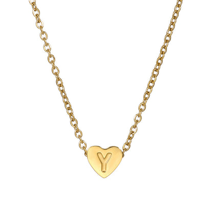 Gold Stainless Steel Heart-shaped Letter Female Titanium Necklaces