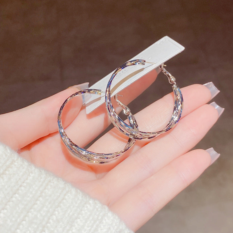 Simple Metal Twisted Ear Light Luxury Earrings