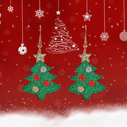 Cute Creative Christmas Tree Elk Acrylic Earrings