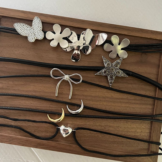 Black Rope Fashion Commuter Geometric Clavicle Chain Necklaces