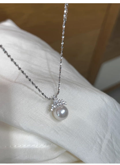 Women's Ice Queen Sier Pearl Design Clavicle Chain High Necklaces