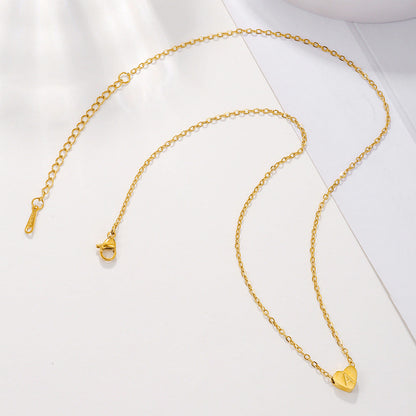 Gold Stainless Steel Heart-shaped Letter Female Titanium Necklaces