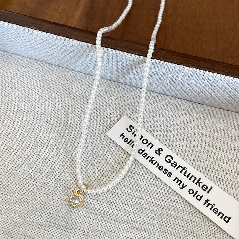 Women's Glass Pearl Heart Light Luxury High-grade Clavicle Chain Summer Necklaces