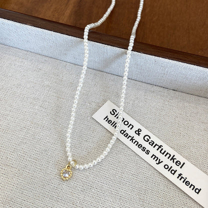 Women's Glass Pearl Heart Light Luxury High-grade Clavicle Chain Summer Necklaces