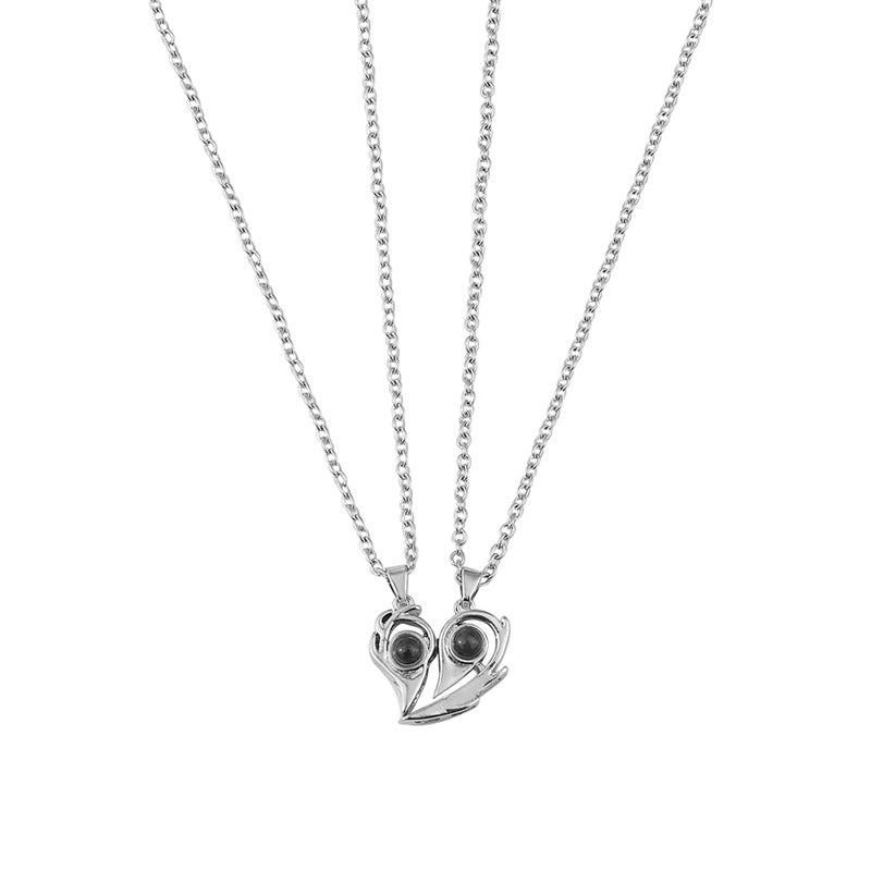 Wing Sun Moon Heart-shaped Projection Languages Necklaces