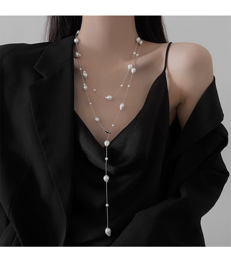 Women's Pearl Light Luxury Minority Long Twin Necklaces