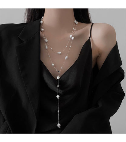 Women's Pearl Light Luxury Minority Long Twin Necklaces