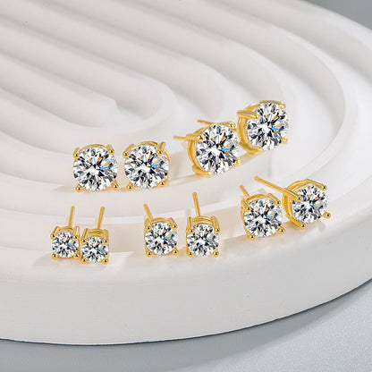 Diamond Zircon Ear Round Simple Niche Earrings