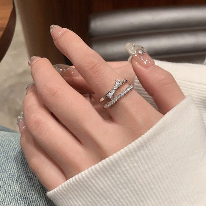 Live Broadcast Fashion Exquisite Double Layer Gang Rings