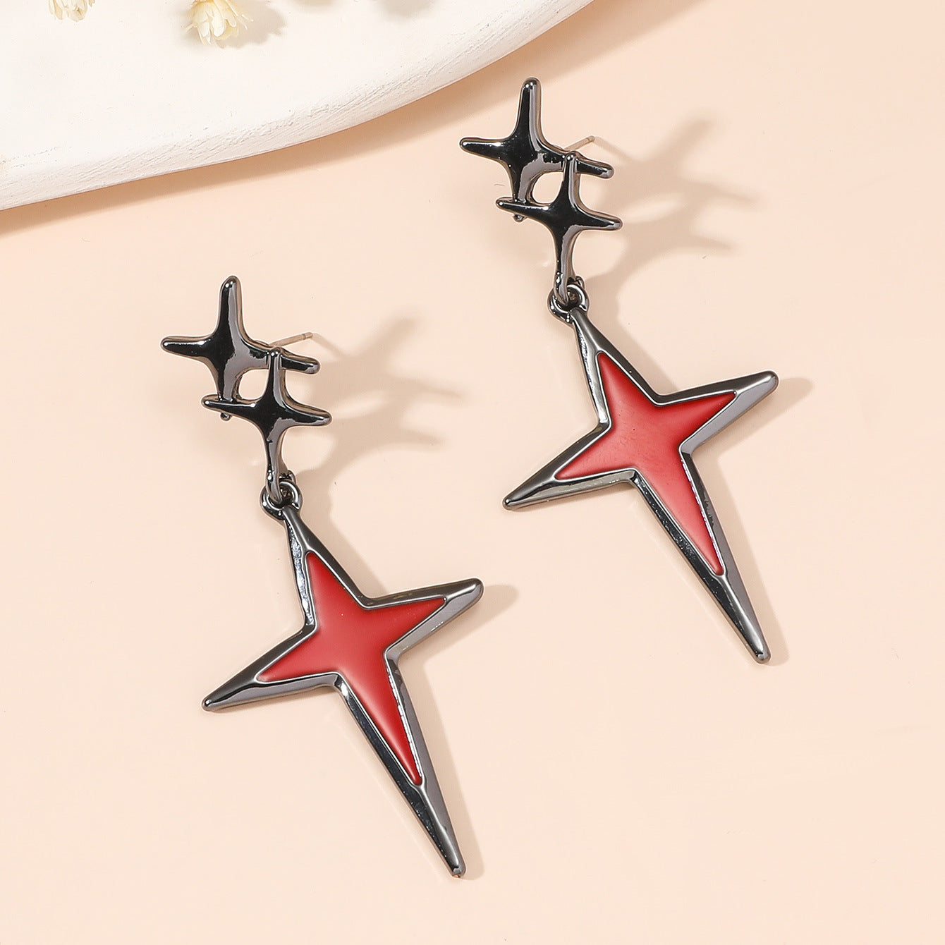 Trendy Fashion Personality Sier Four Stars Rings