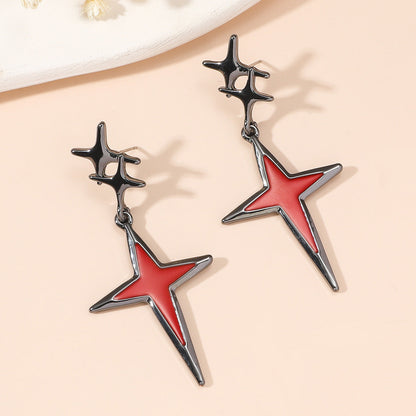 Trendy Fashion Personality Sier Four Stars Rings