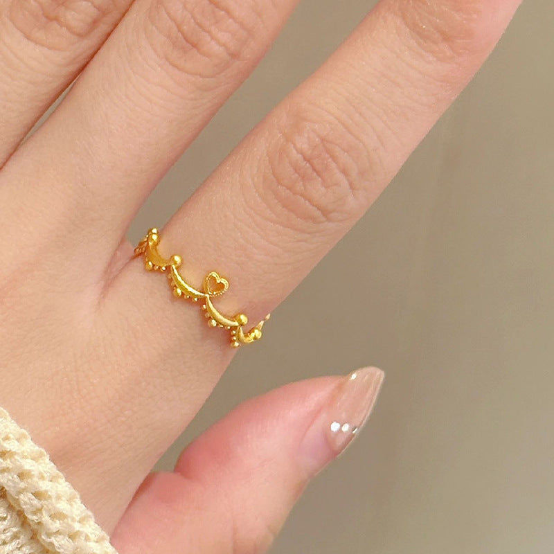 Love Heart-shaped Female Light Luxury Minority Wave Rings