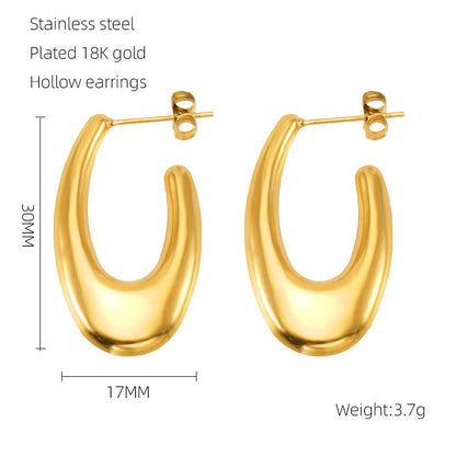 Hollow Crescent Female Gold Titanium French Earrings