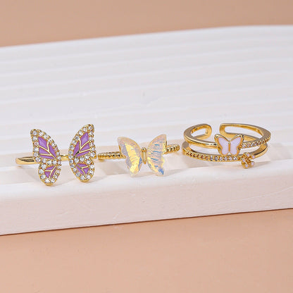Dripping Butterfly Female Graceful Personality Inlaid Rings