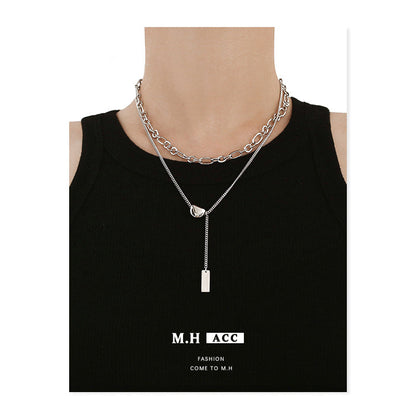 Double Layer Niche Design Square Plate Necklaces