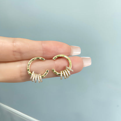 Eardrops Golden Zircon Circle Simple Female Earrings