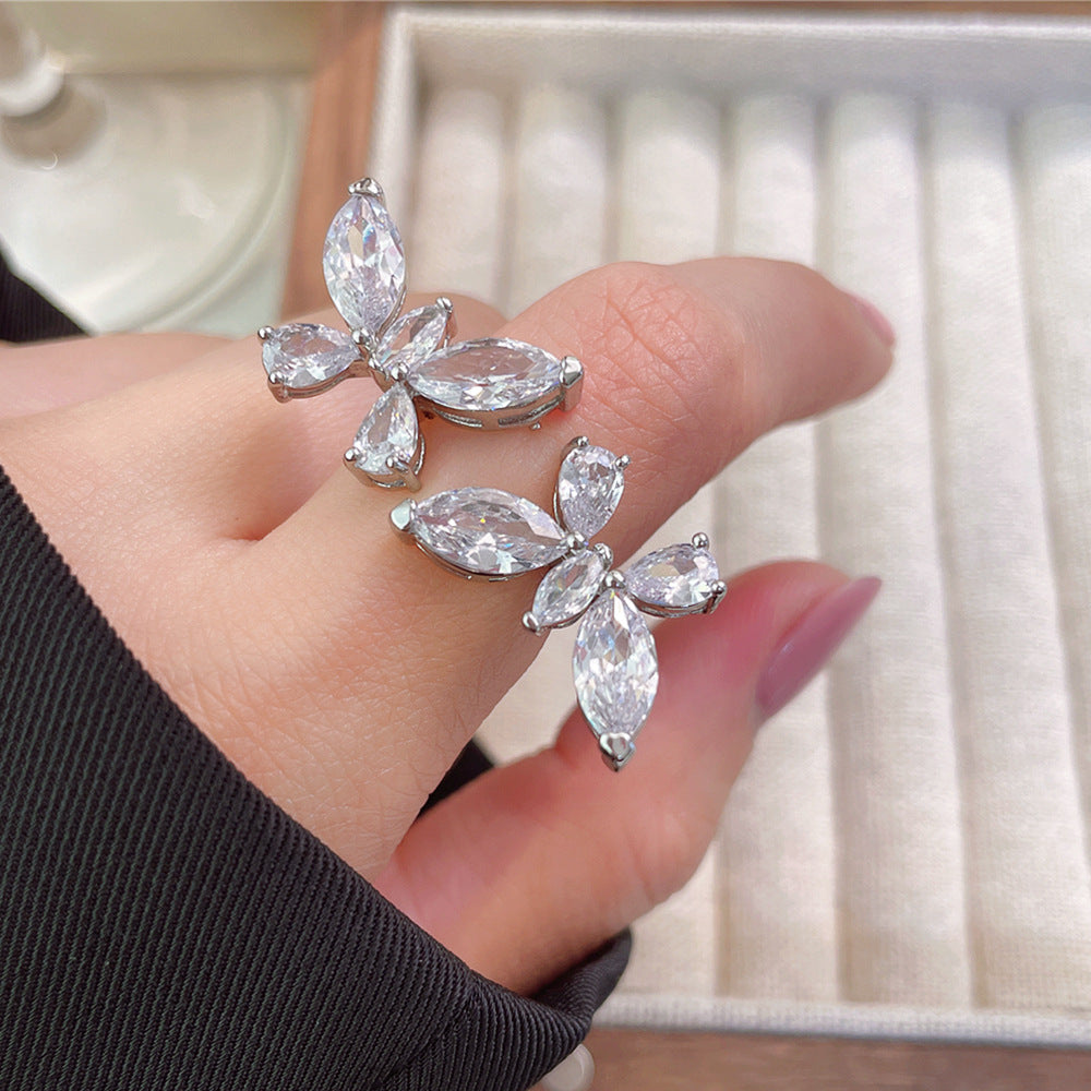 Women's Luxury Fashion Opening Zircon Adjustable Gold Rings