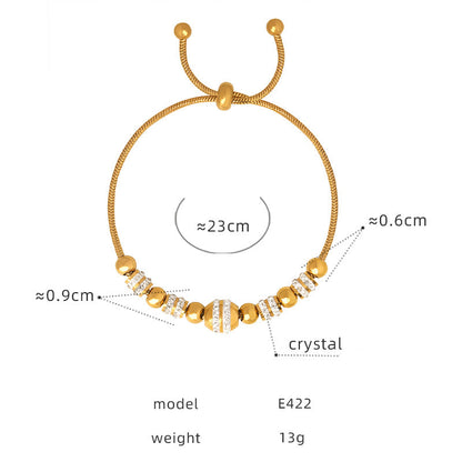 Women's Full Of Diamond Zircon Beaded Trendy Titanium Steel Bracelets