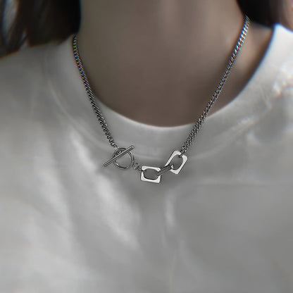 Women's & Men's & Square Buckle Titanium Steel For And Trendy Cool Necklaces