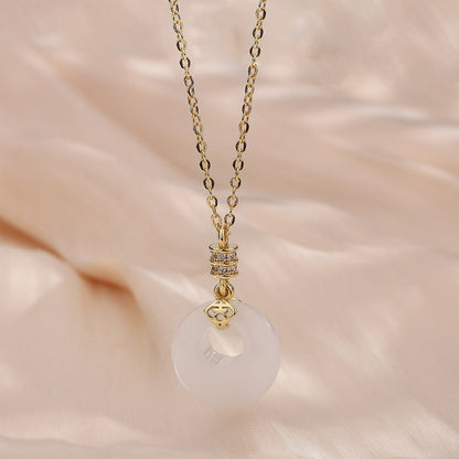 Vintage White Chalcedony Pendant National Fashion Ethnic Style Necklaces
