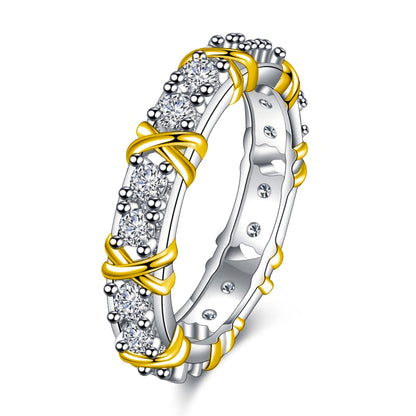 Women's Zircon Two-tone Cross Color Separation Engagement Rings